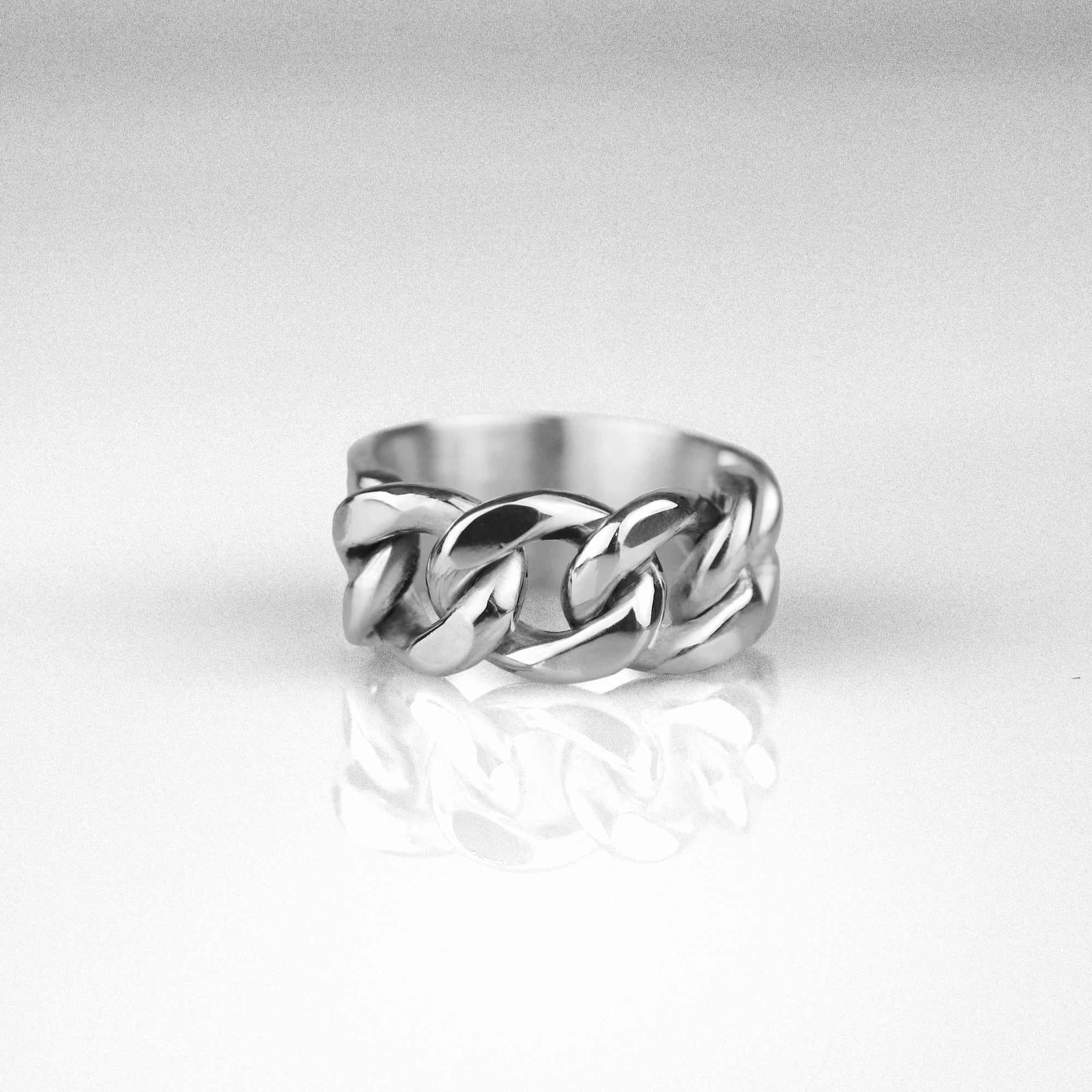 Anillo de cadena cubana y barra de plata 925 artesanal