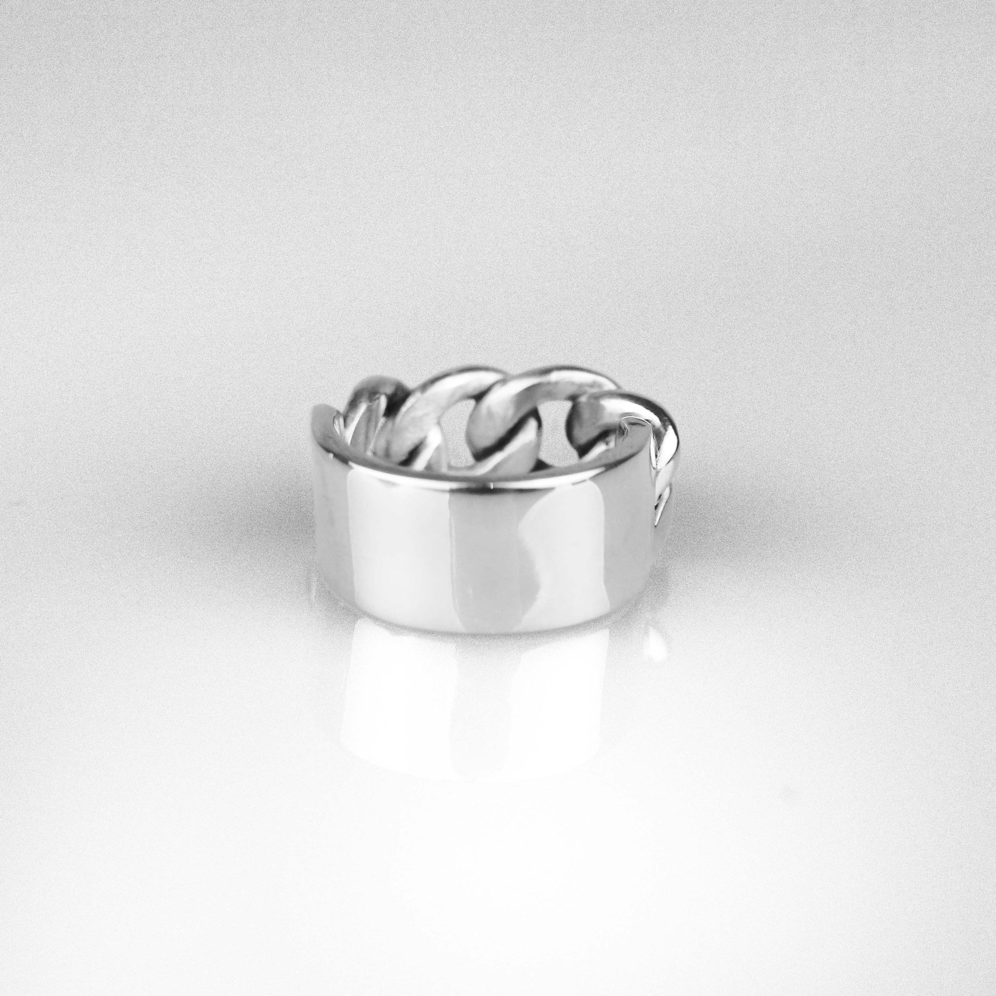 Anillo de cadena cubana y barra de plata 925 artesanal