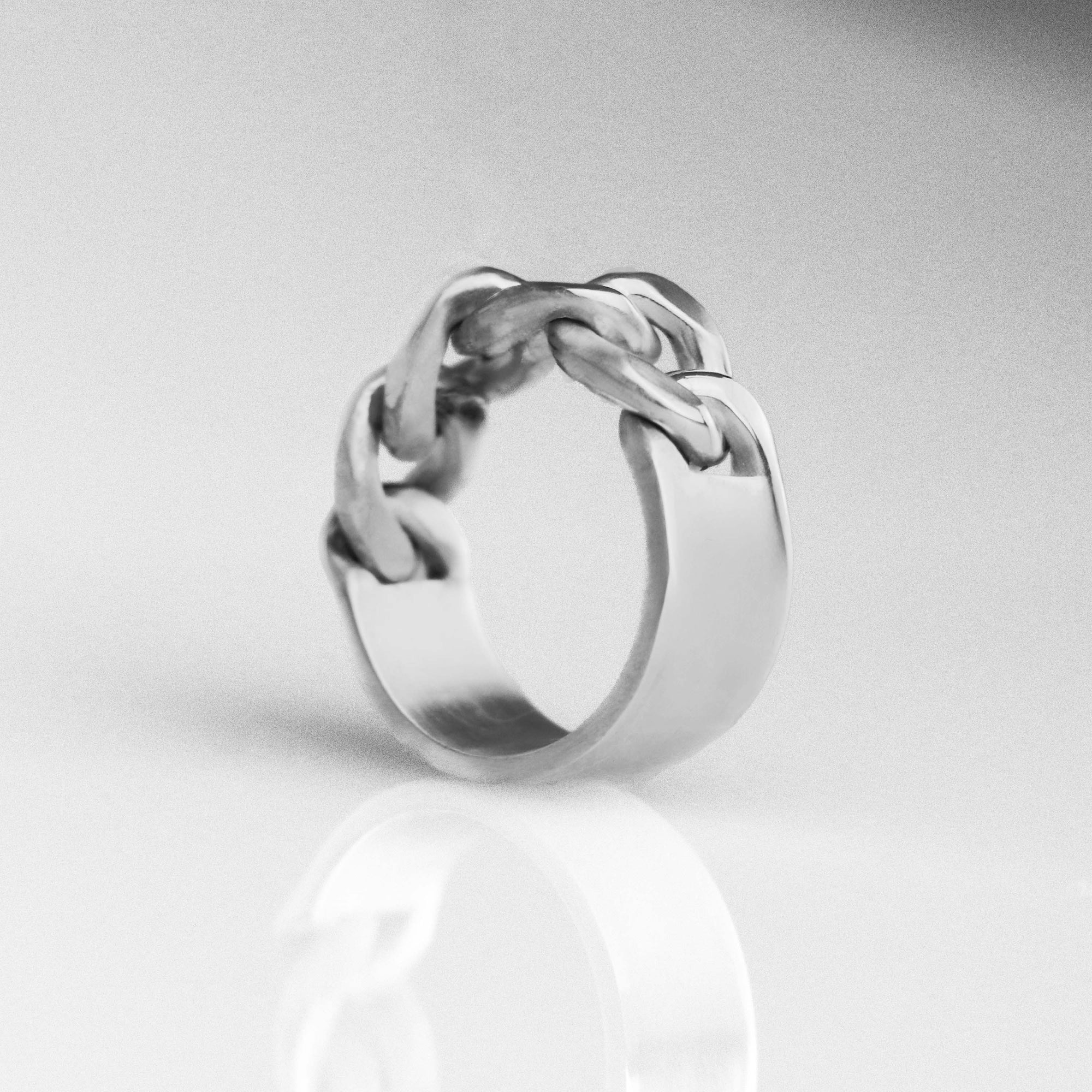 Anillo de cadena cubana y barra de plata 925 artesanal