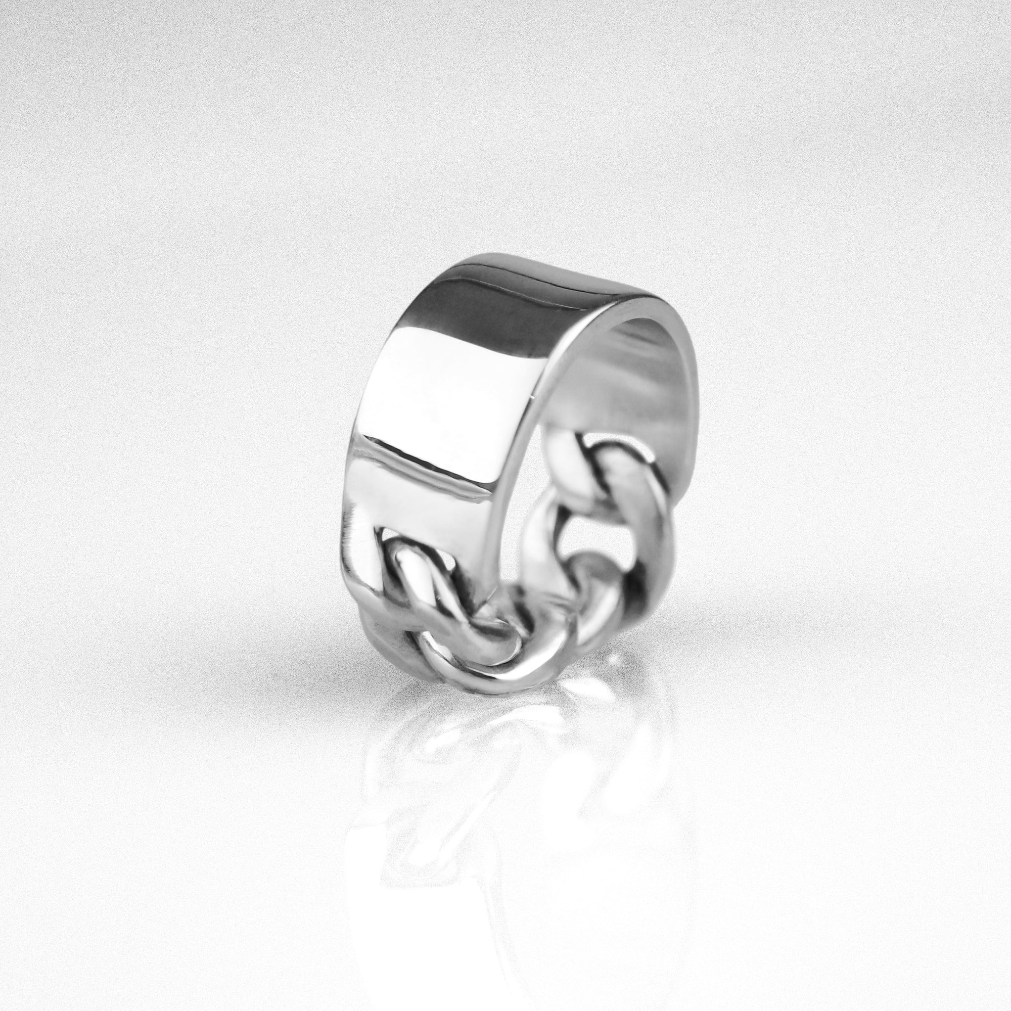 Anillo de cadena cubana y barra de plata 925 artesanal