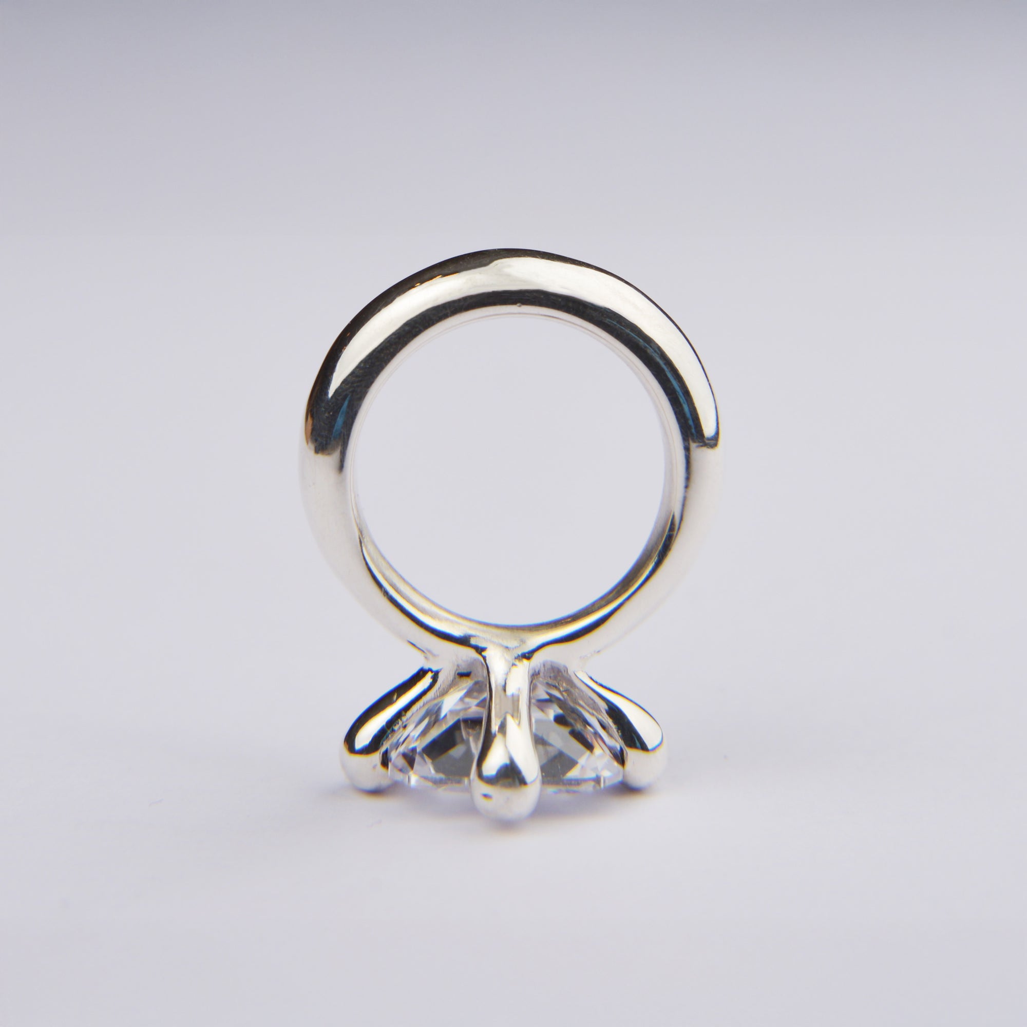 Anillo de Plata de Ley 925, Macizo con circonita blanca