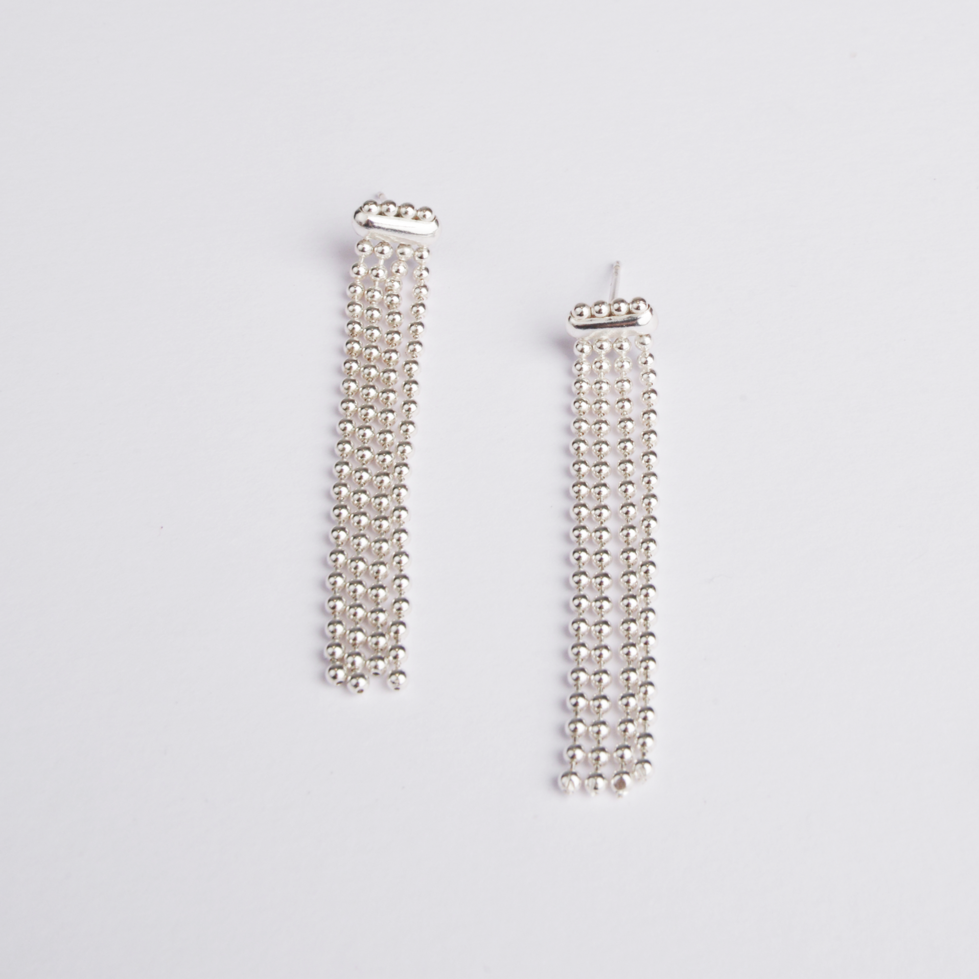 Pendientes de plata 925 hechos a mano con cierre tallado en cera y tiras de cadena de cuentas de 2mm